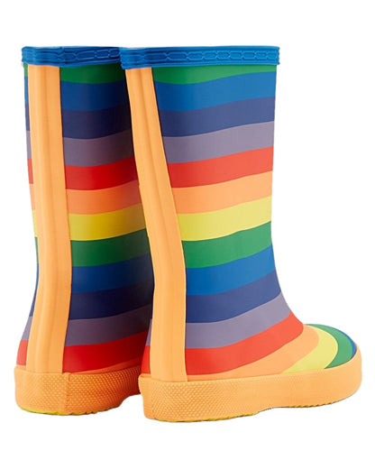 Multicoloured Coloured Hunter Kids First Classic Rainbow Print Wellingtons on white background #colour_multicoloured