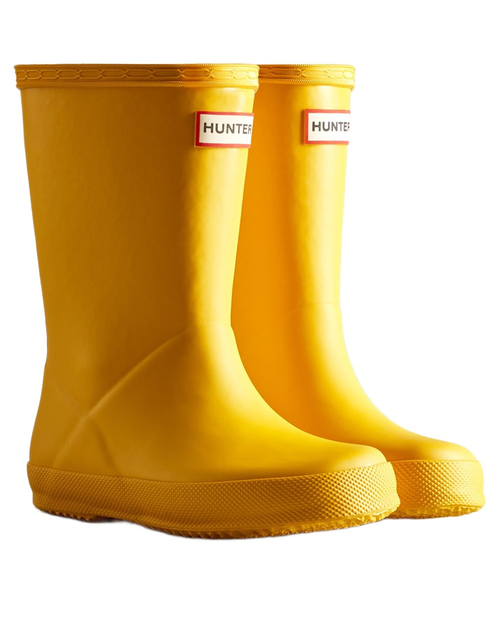 Hunter Yellow coloured Hunter Kids First Classic Wellingtons on white background #colour_hunter-yellow