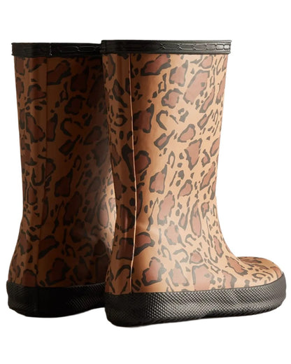 Leopard Print coloured Hunter Kids First Leopard Print Wellington Boots on white background #colour_leopard-print