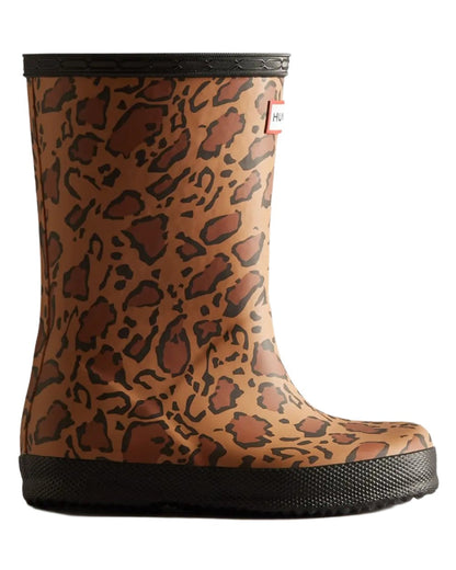 Leopard Print coloured Hunter Kids First Leopard Print Wellington Boots on white background #colour_leopard-print