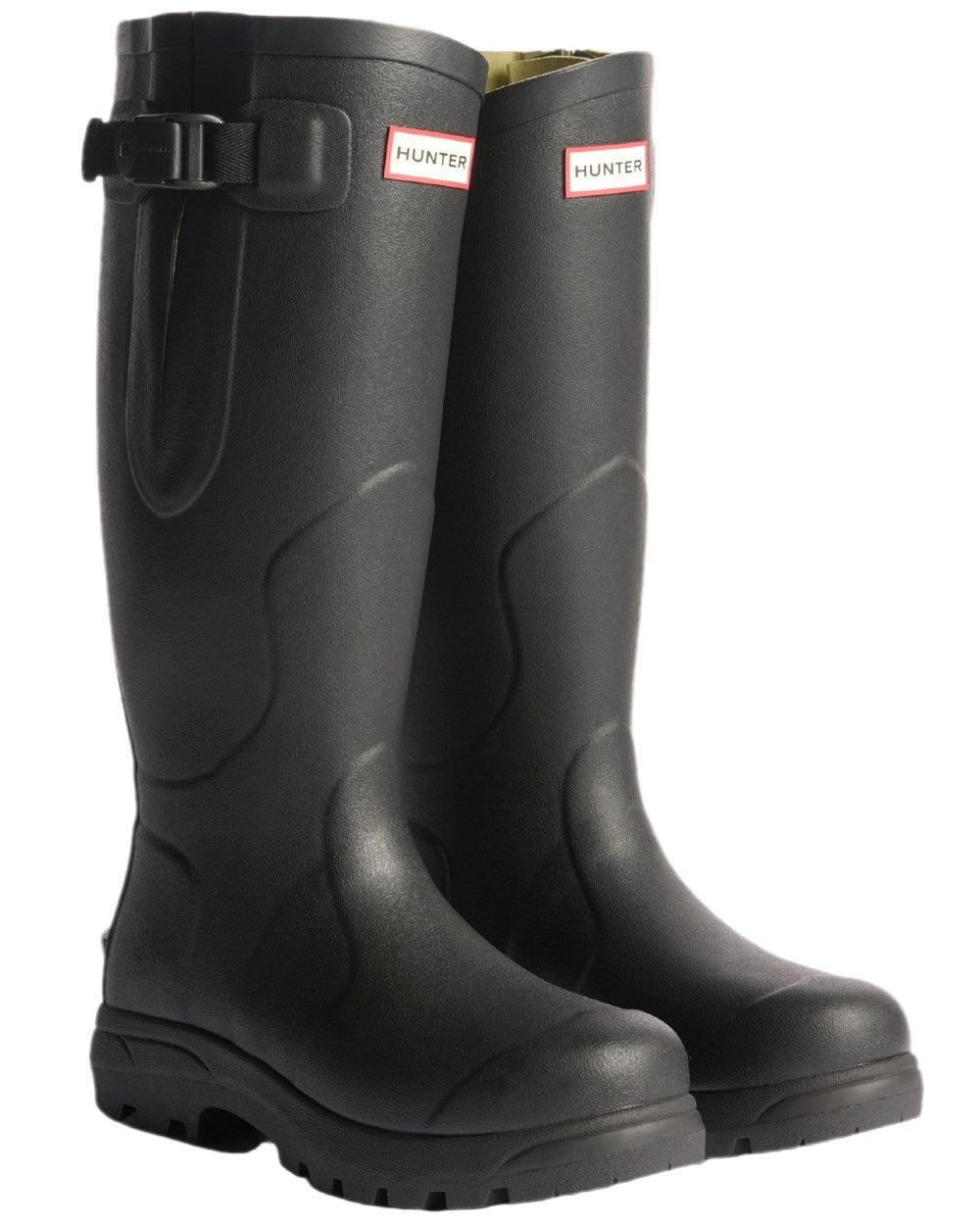 Black Coloured Hunter Mens Balmoral MK II Boots on white background #colour_black
