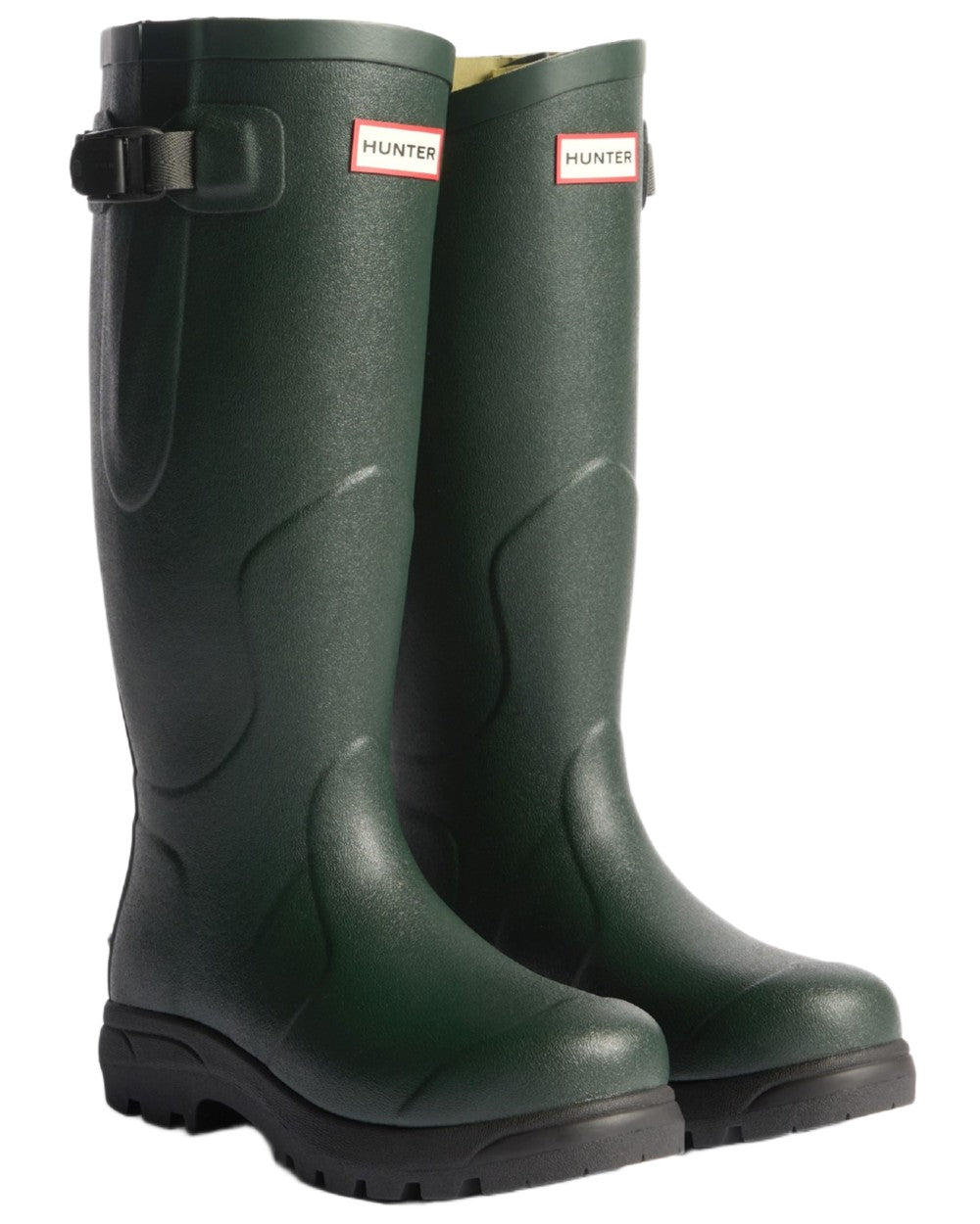 Dark Olive Black Coloured Hunter Mens Balmoral MK II Boots on white background #colour_dark-olive-black