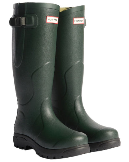Dark Olive Black Coloured Hunter Mens Balmoral MK II Boots on white background #colour_dark-olive-black
