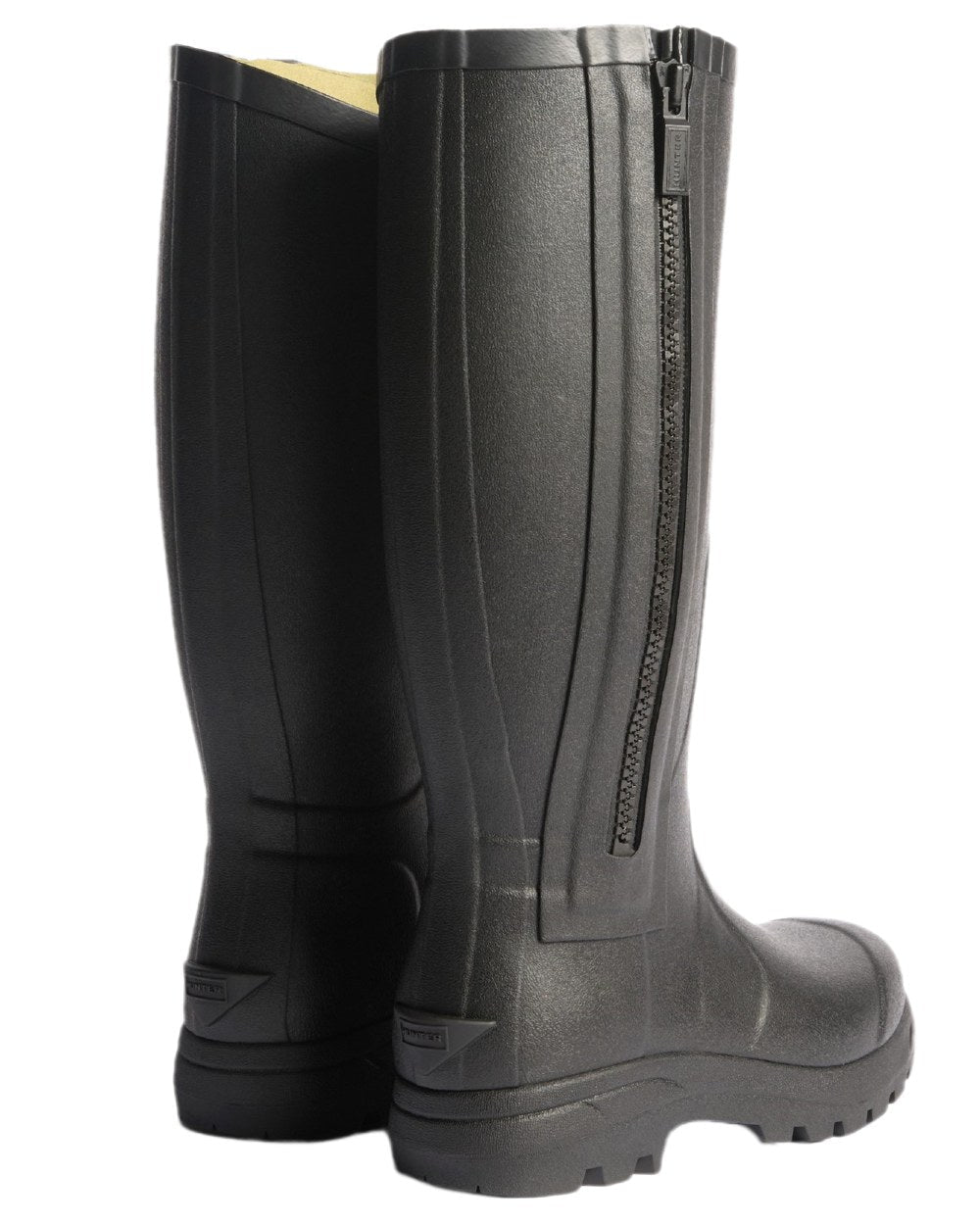 Black Coloured Hunter Mens Balmoral MK II Full Zip Boots on white background #colour_black
