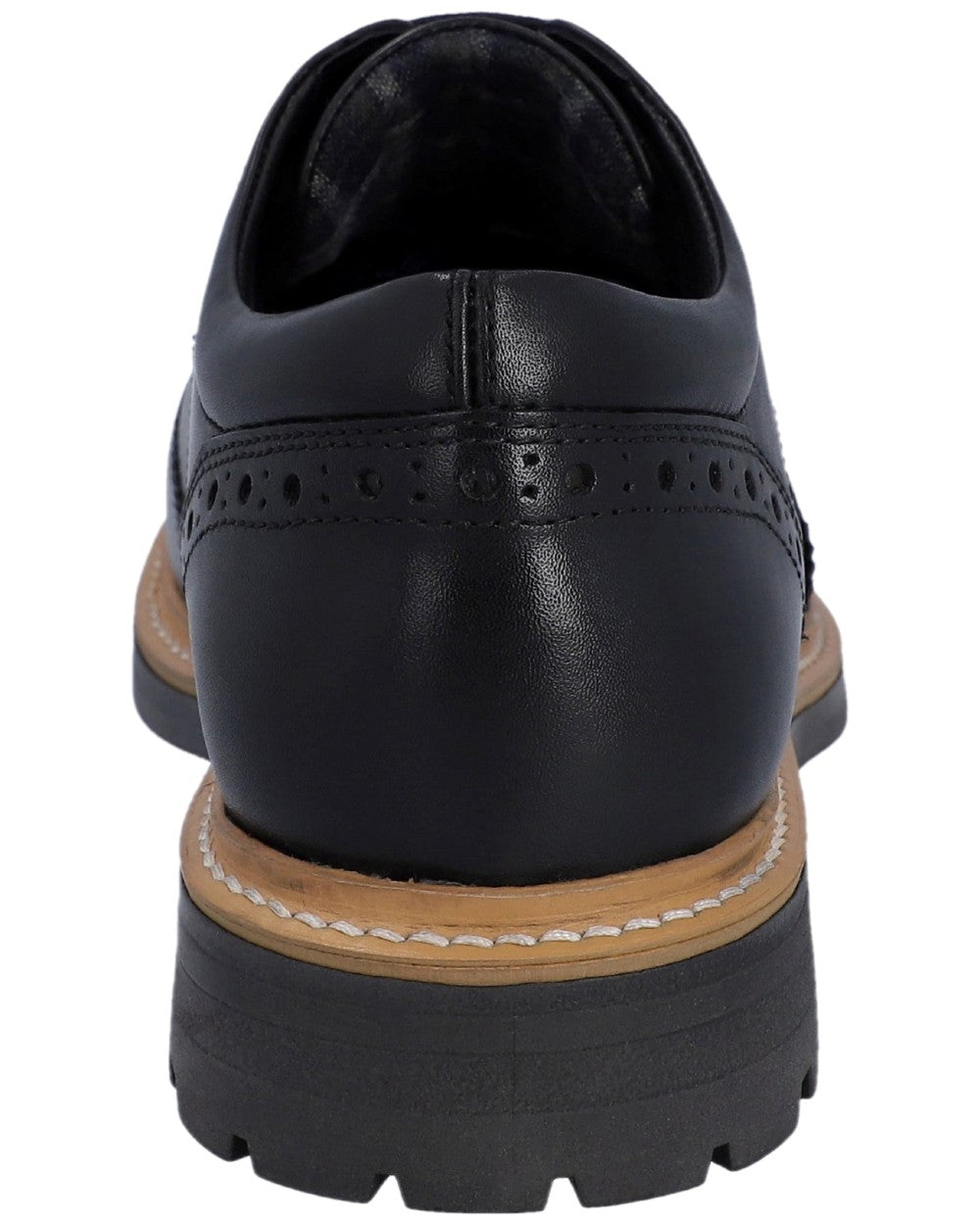 Black Coloured Hunter Mens Cawdor Brogue Gibson Shoes on white background #colour_black