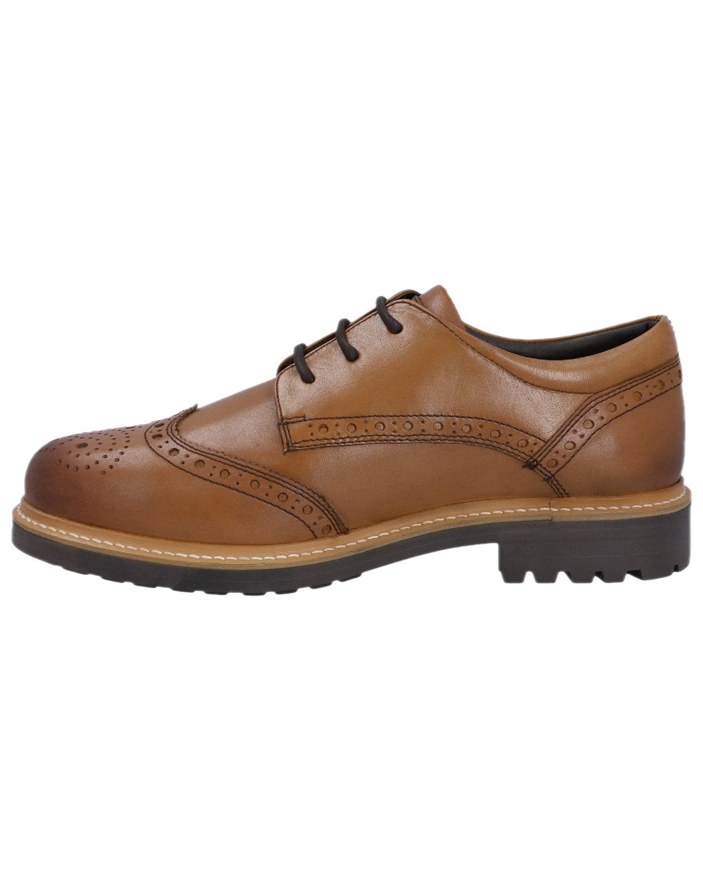 Tan Coloured Hunter Mens Cawdor Brogue Gibson Shoes on white background #colour_tan