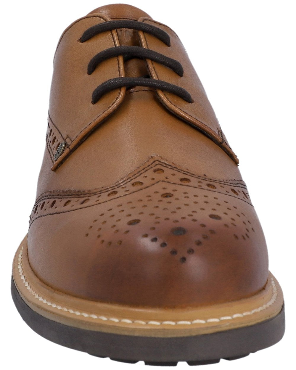 Tan Coloured Hunter Mens Cawdor Brogue Gibson Shoes on white background #colour_tan