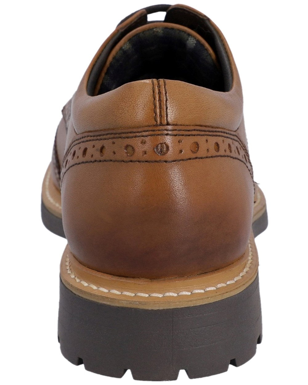 Tan Coloured Hunter Mens Cawdor Brogue Gibson Shoes on white background #colour_tan