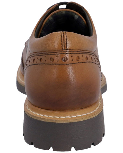 Tan Coloured Hunter Mens Cawdor Brogue Gibson Shoes on white background #colour_tan