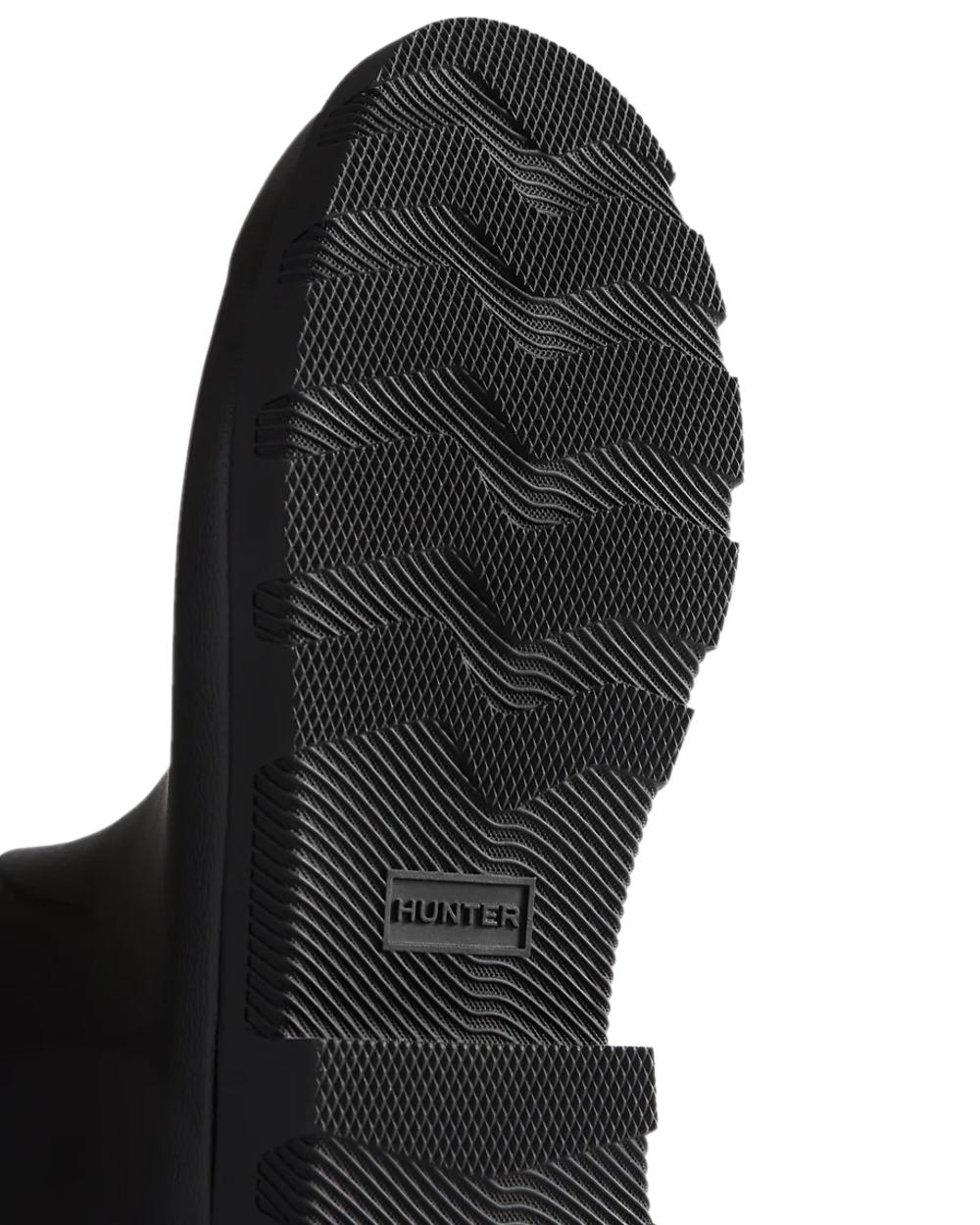 Black Coloured Hunter Mens Downpour Adjustable Field Boots on white background #colour_black