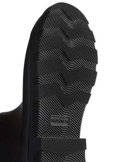 Black Coloured Hunter Mens Downpour Adjustable Field Boots on white background #colour_black