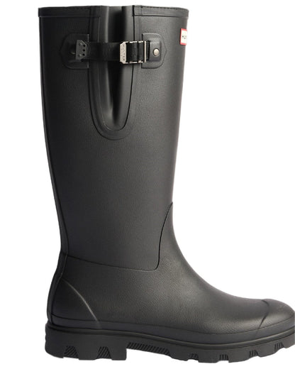 Black Coloured Hunter Mens Downpour Adjustable Field Boots on white background #colour_black
