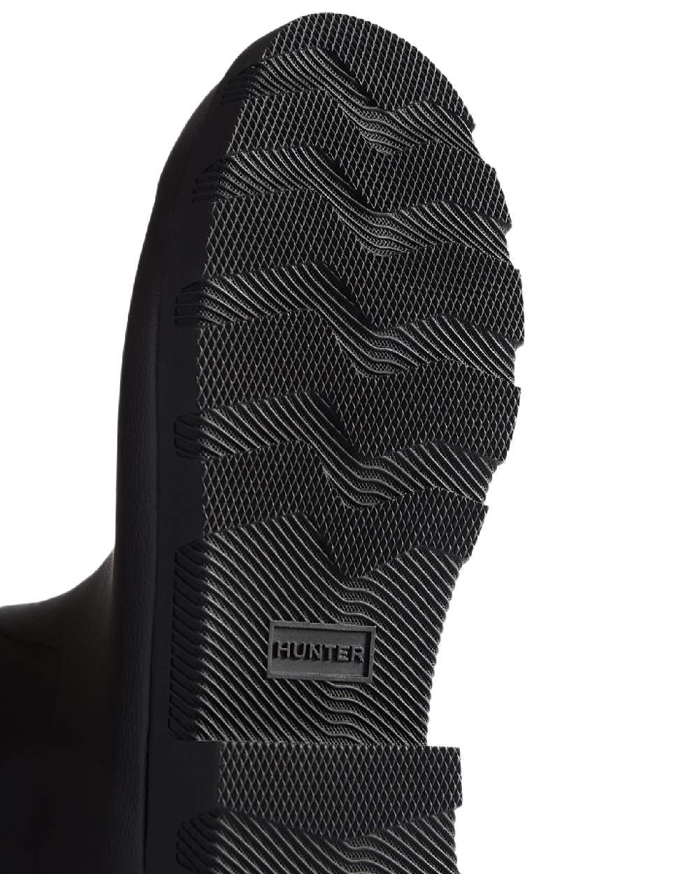 Black Coloured Hunter Mens Downpour Adjustable Tall Boots on white background #colour_black