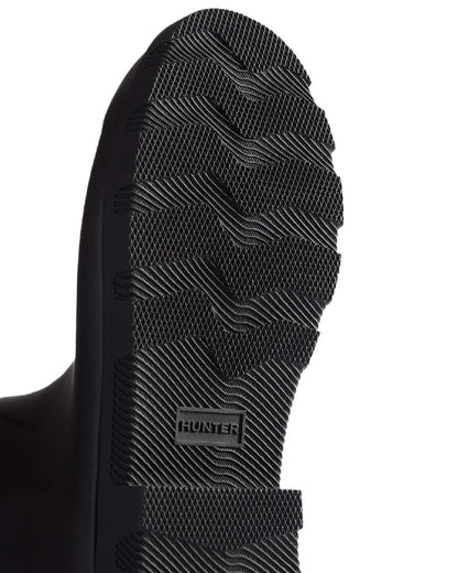 Black Coloured Hunter Mens Downpour Adjustable Tall Boots on white background #colour_black
