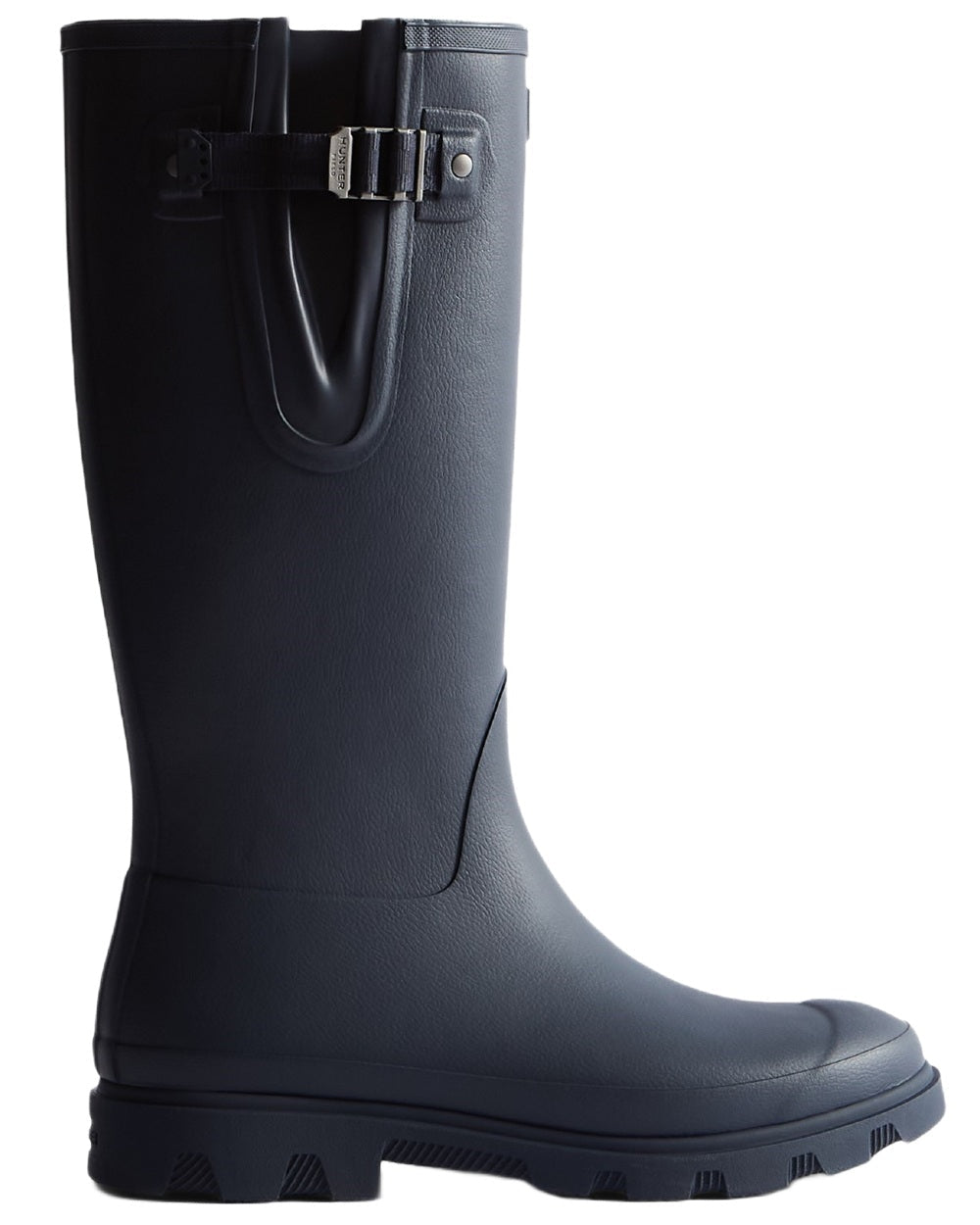 Hunter Navy Coloured Hunter Mens Downpour Adjustable Tall Boots on white background #colour_hunter-navy