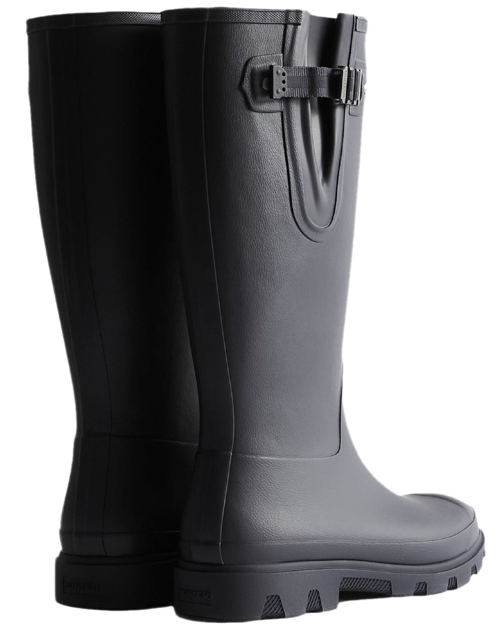 Hunter Navy Coloured Hunter Mens Downpour Adjustable Tall Boots on white background #colour_hunter-navy
