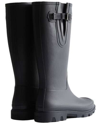 Hunter Navy Coloured Hunter Mens Downpour Adjustable Tall Boots on white background #colour_hunter-navy