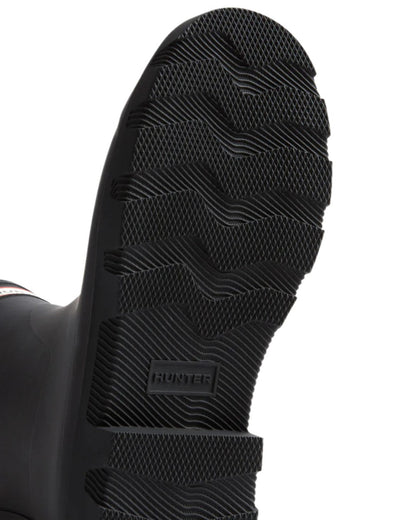 Black Coloured Hunter Mens Downpour Insulated Short Boots on white background #colour_black