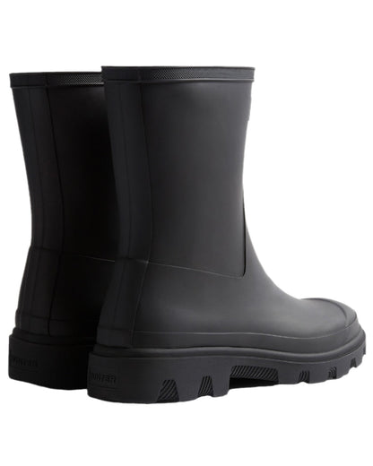 Black Coloured Hunter Mens Downpour Short Boots on white background #colour_black