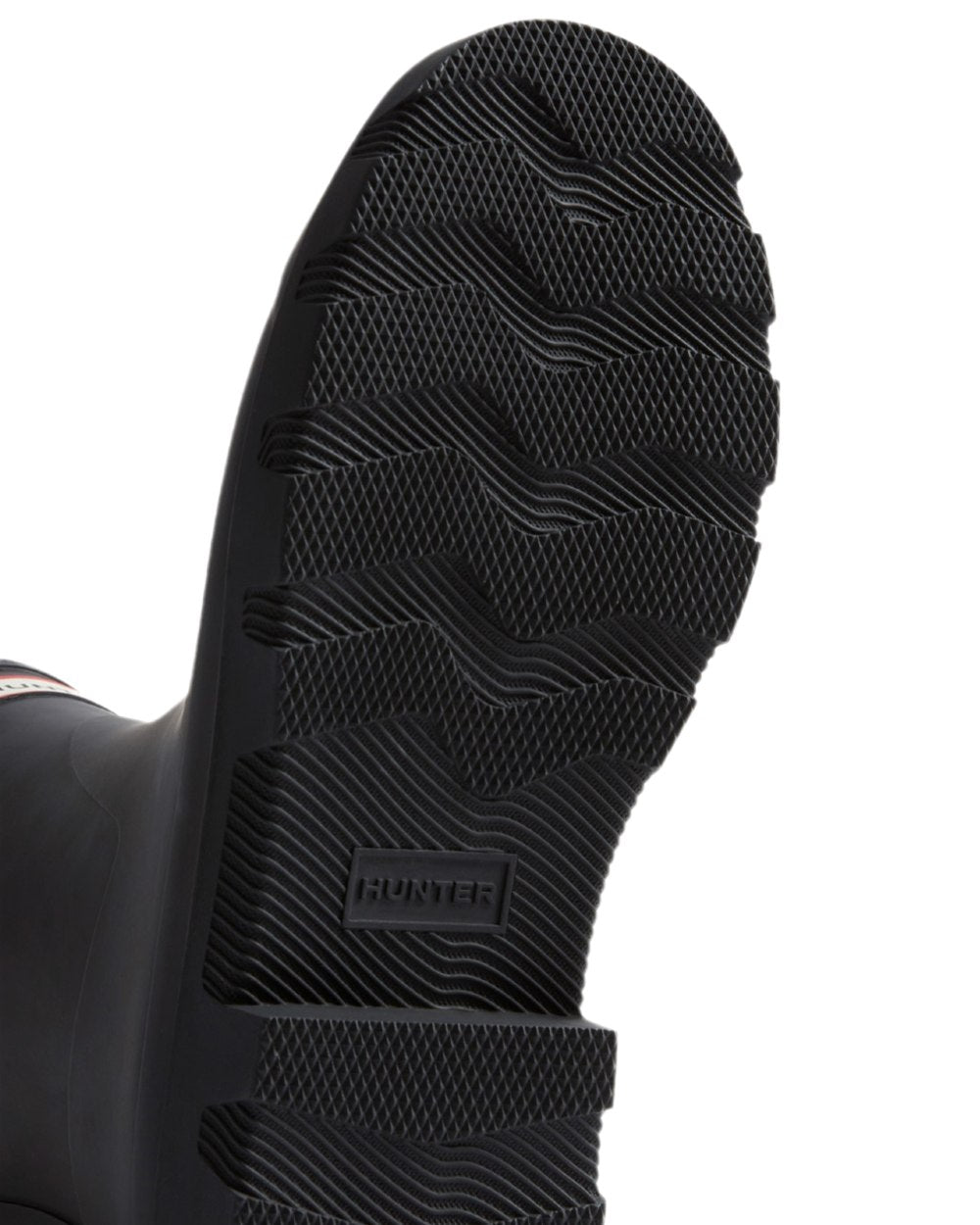 Black Coloured Hunter Mens Downpour Short Boots on white background #colour_black