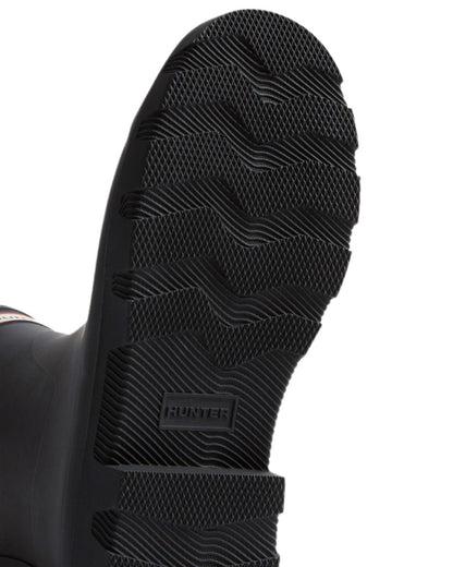 Black Coloured Hunter Mens Downpour Short Boots on white background #colour_black