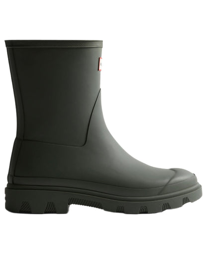 Dark Olive Coloured Hunter Mens Downpour Short Boots on white background #colour_dark-olive