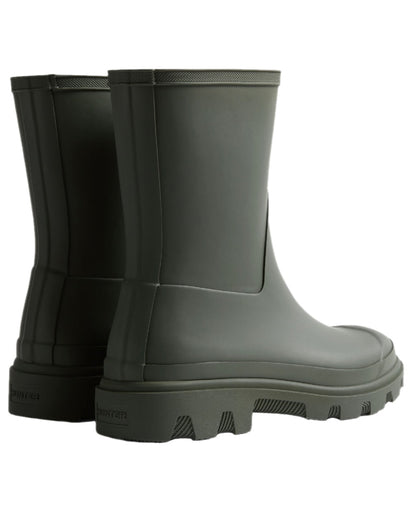 Dark Olive Coloured Hunter Mens Downpour Short Boots on white background #colour_dark-olive