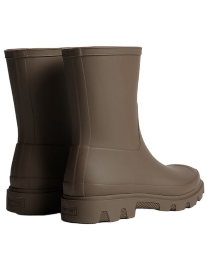 Chocolate Brown Coloured Hunter Mens Downpour Short Boots on white background #colour_chocolate-brown