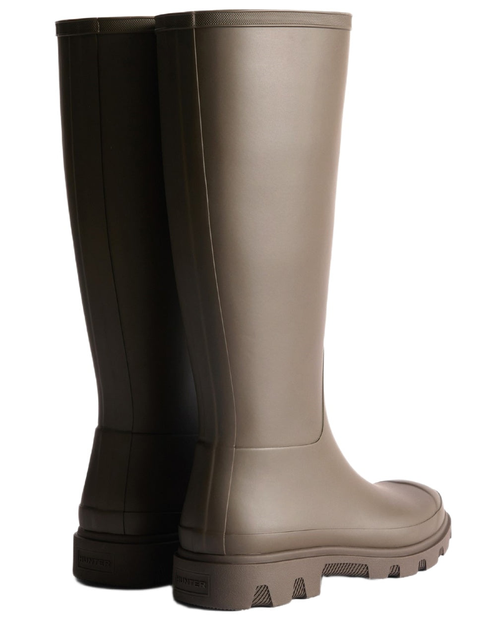 Chocolate Brown Coloured Hunter Mens Downpour Tall Wellingtons on white background #colour_chocolate-brown