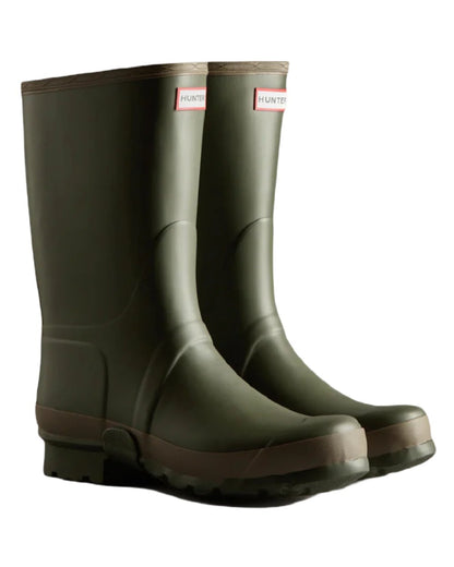 Dark Olive Clay coloured Hunter Mens Gardener Wellington Boots on white background #colour_dark-olive-clay