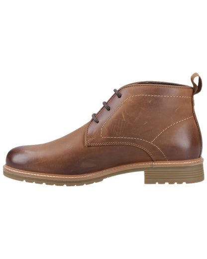 Dark Tan Coloured Hunter Mens Jura Ankle Boots on white background #colour_dark-tan