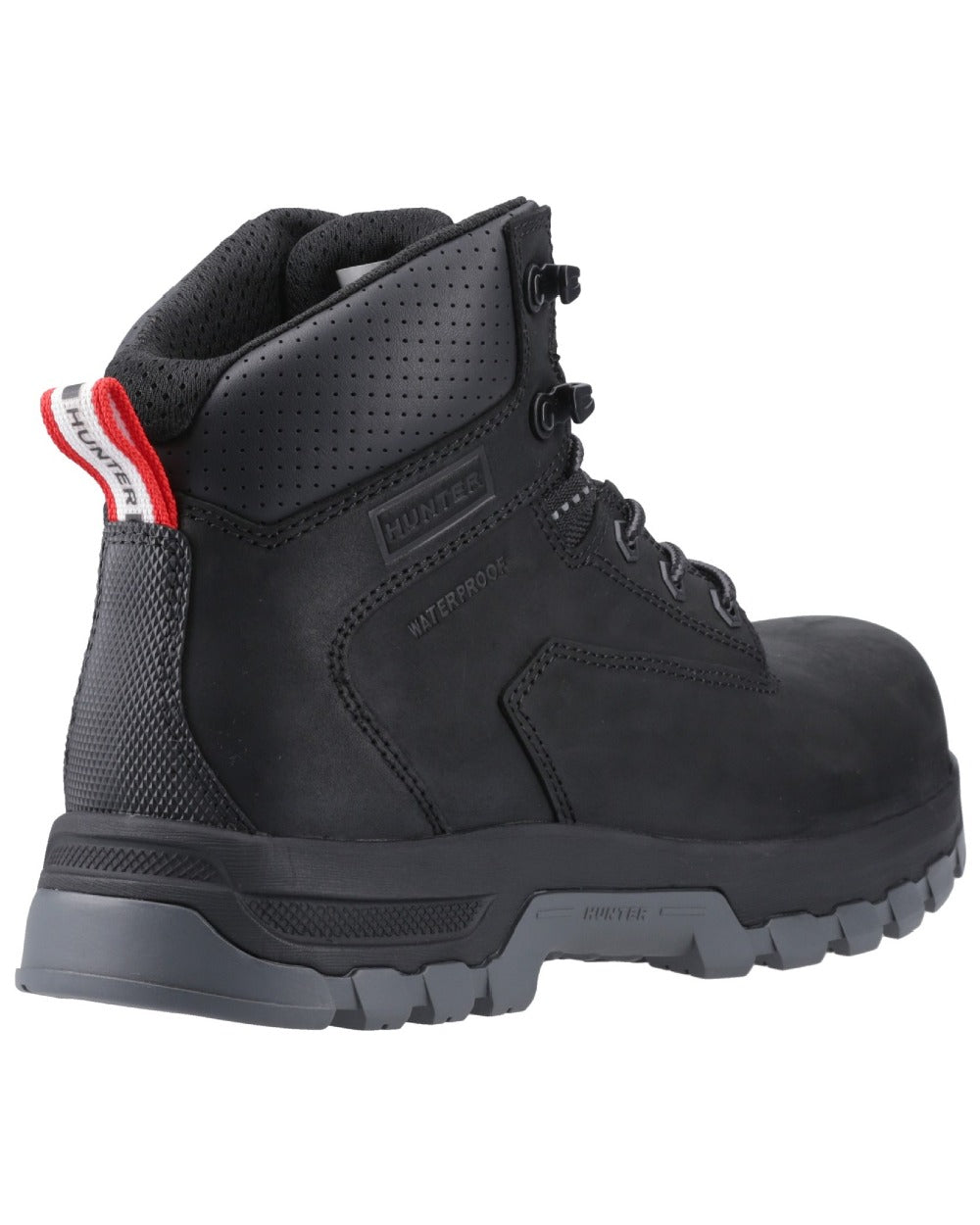 Black Coloured Hunter Mens Lightning Safety Boots on white background #colour_black