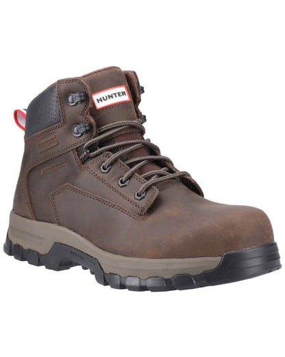 Brown Coloured Hunter Mens Lightning Safety Boots on white background #colour_brown
