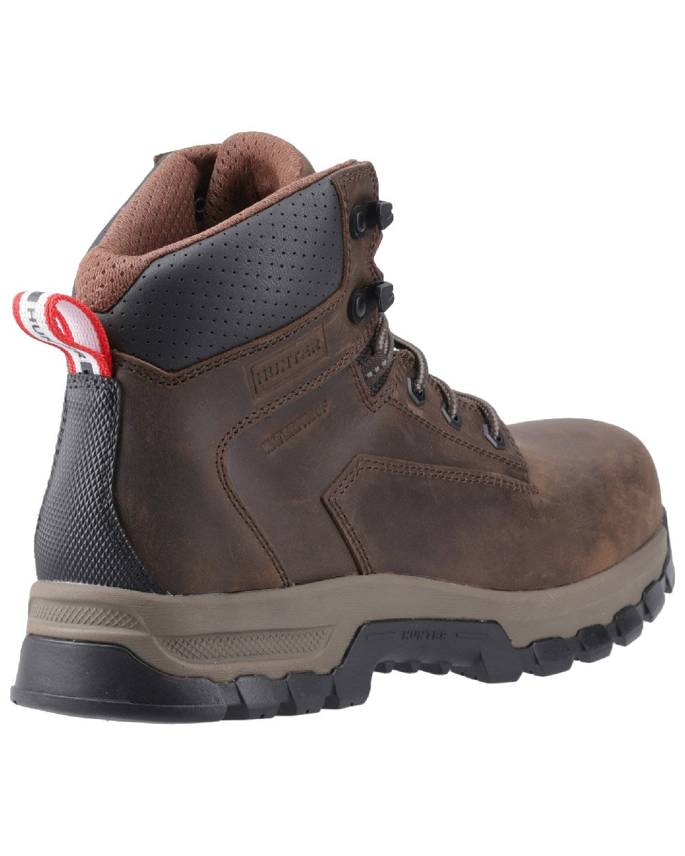 Brown Coloured Hunter Mens Lightning Safety Boots on white background #colour_brown