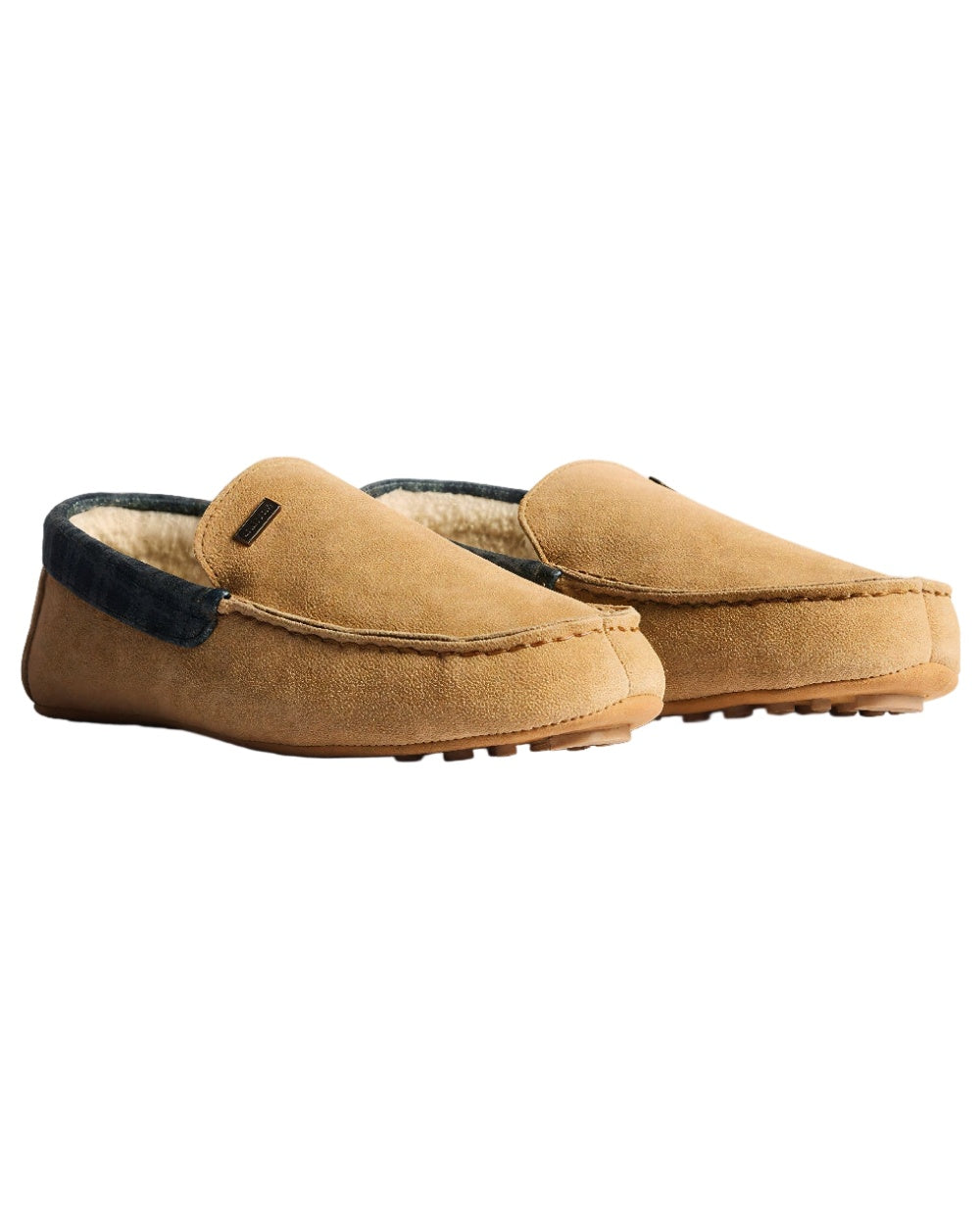 Biscuit Coloured Hunter Mens Moccasin Slippers on white background #colour_biscuit