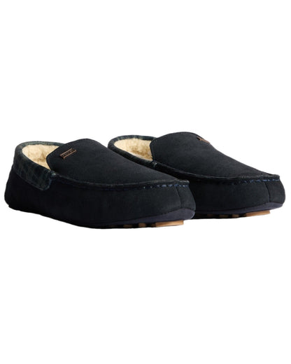 Hunter Navy Coloured Hunter Mens Moccasin Slippers on white background #colour_hunter-navy
