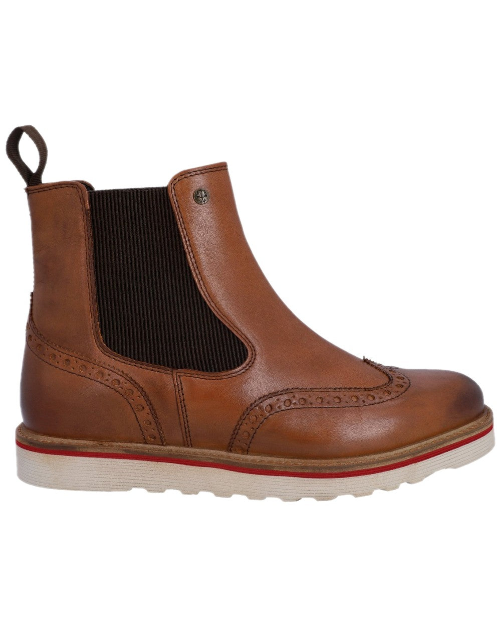 Tan Coloured Hunter Mens Orkney Brogue Dealer Boots on white background #colour_tan