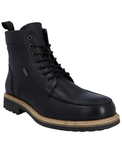 Black Coloured Hunter Mens Shaws Waterproof Ankle Boots on white background #colour_black