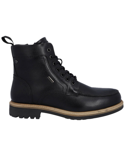 Black Coloured Hunter Mens Shaws Waterproof Ankle Boots on white background #colour_black