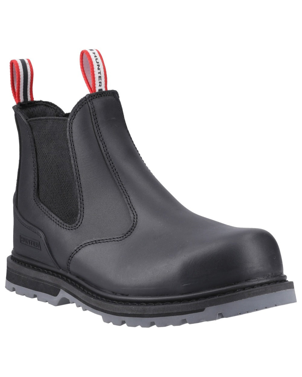 Black Coloured Hunter Mens Thunder Dealer Boots on white background #colour_black