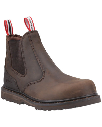 Brown Coloured Hunter Mens Thunder Dealer Boots on white background #colour_brown