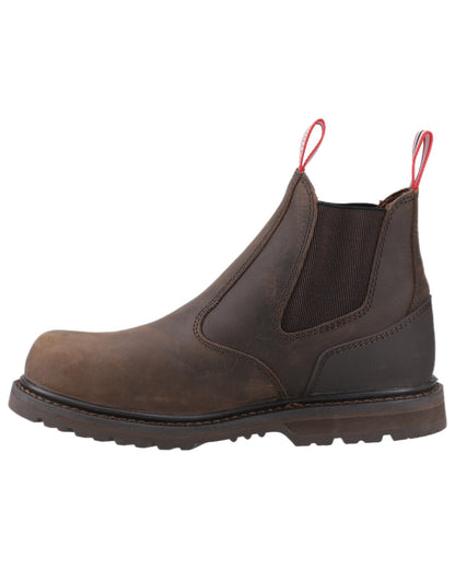 Brown Coloured Hunter Mens Thunder Dealer Boots on white background #colour_brown
