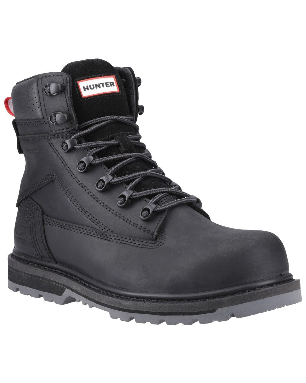 Black Coloured Hunter Mens Tornado Safety Boots on white background #colour_black