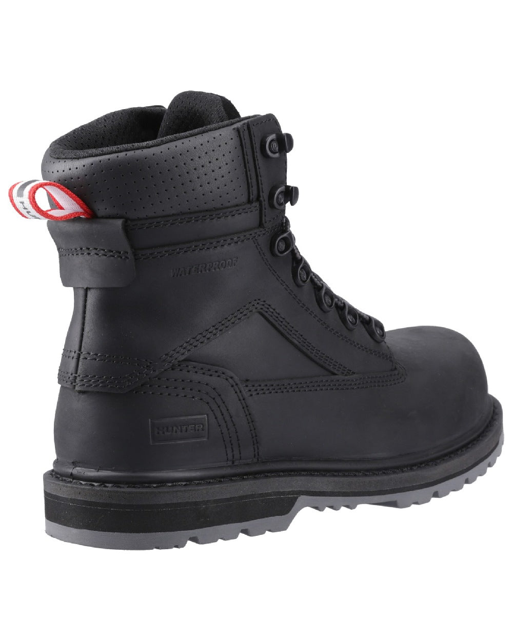 Black Coloured Hunter Mens Tornado Safety Boots on white background #colour_black