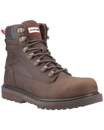Brown Coloured Hunter Mens Tornado Safety Boots on white background #colour_brown