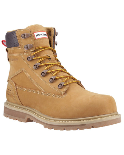 Honey Coloured Hunter Mens Tornado Safety Boots on white background #colour_honey