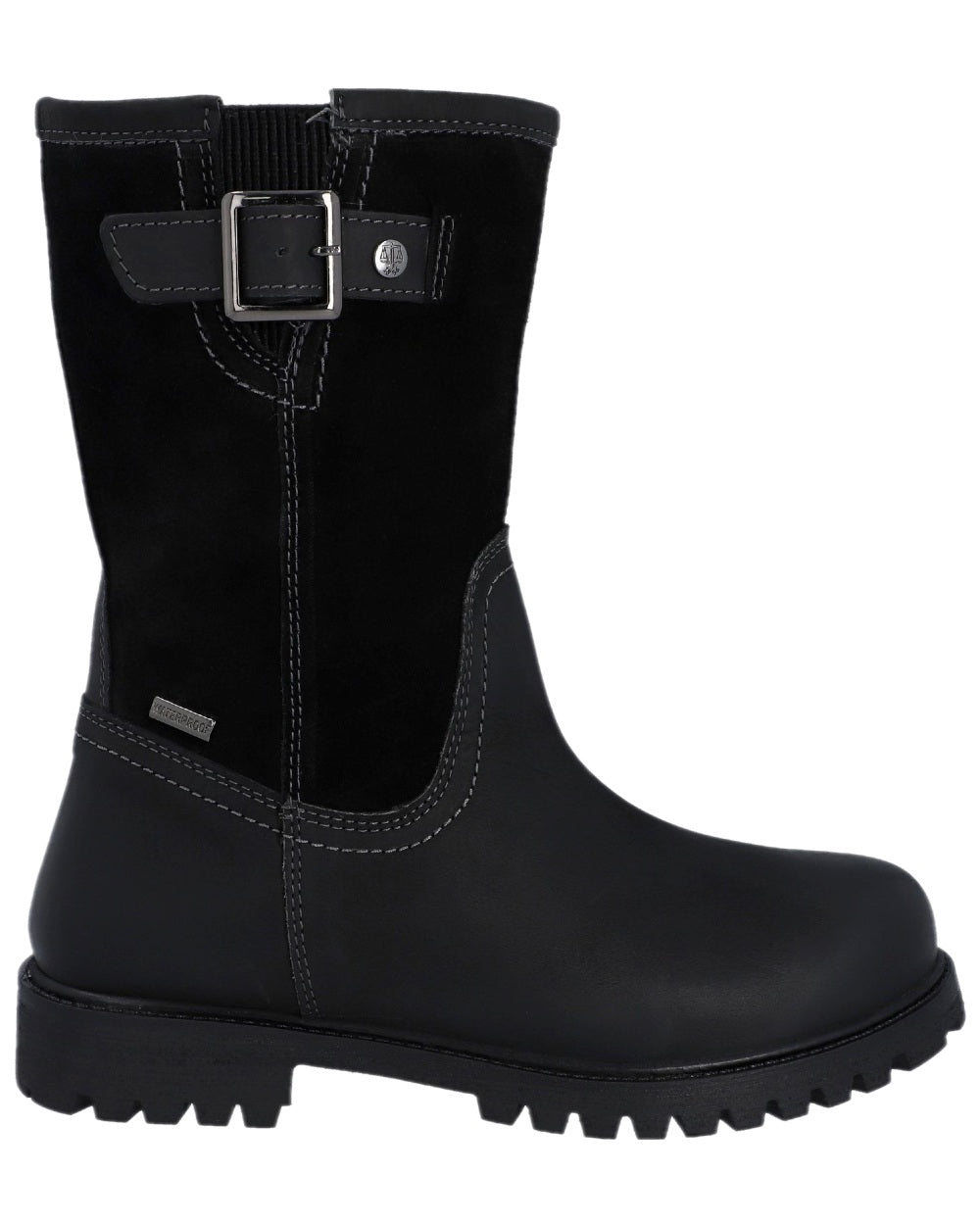 Black Coloured Hunter Womens Canna Mid Waterproof Country Boots on white background #colour_black