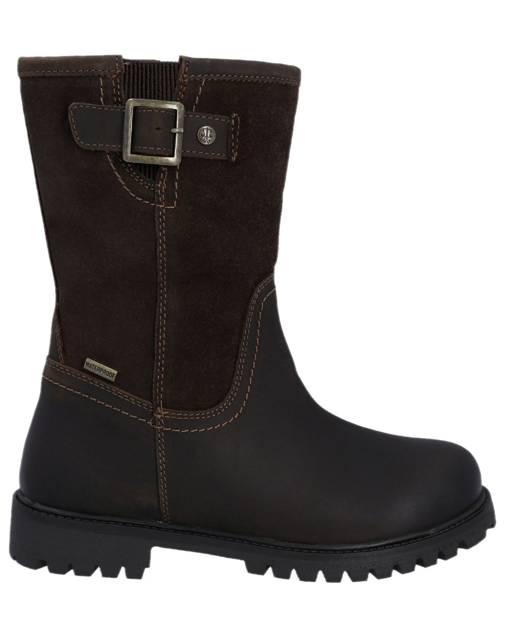 Brown Coloured Hunter Womens Canna Mid Waterproof Country Boots on white background #colour_brown