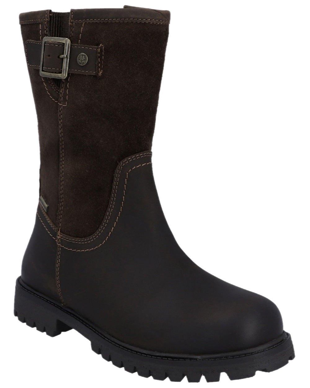 Brown Coloured Hunter Womens Canna Mid Waterproof Country Boots on white background #colour_brown