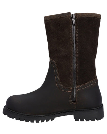 Brown Coloured Hunter Womens Canna Mid Waterproof Country Boots on white background #colour_brown